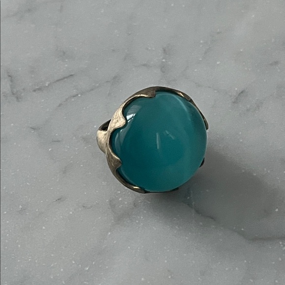 Vintage Y2K Oversized Blue Stone Women's Ring - Picture 2 of 8